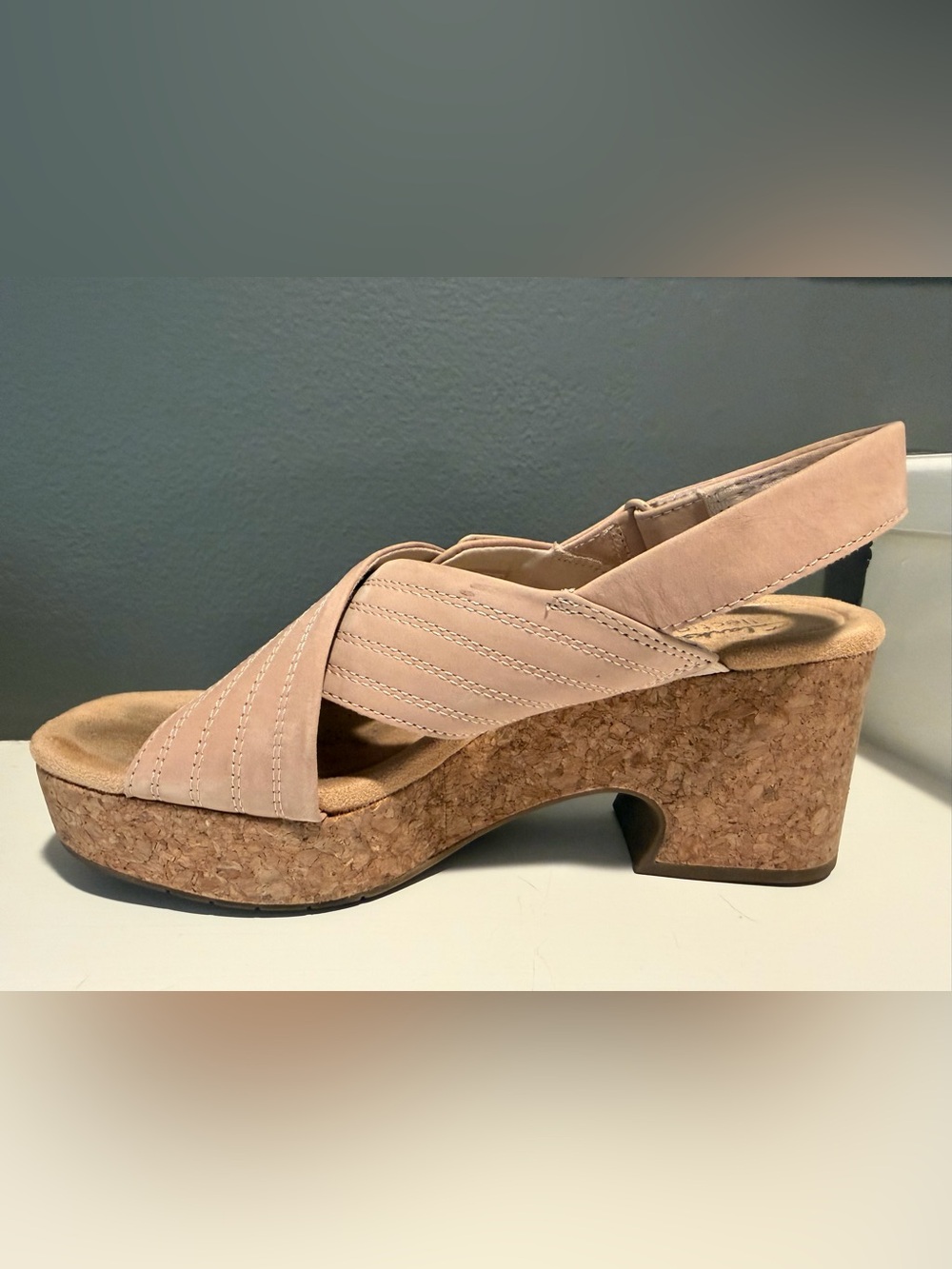 Clark’s Nerisa West Sand Nubuck Platform Slingback Sandals Size 9 - Picture 6 of 12